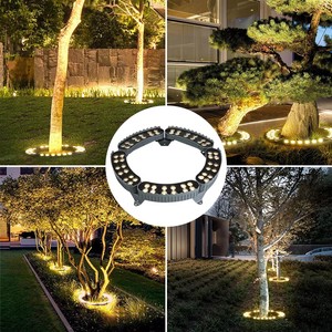 ไฟต้นไม้ LED พลังงานแสงอาทิตย์สีดำ 12W ไฟส่องเสาแบบวงแหวน ไฟสปอตไลท์สวน LED กันน้ำ IP65 ไฟส่องภูมิทัศน์กลางแจ้ง - Product Image 1