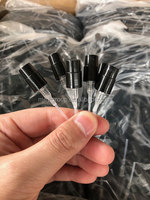 Flacon pulvérisateur de parfum miniature en verre transparent de 2 ml, 3 ml, 5 ml, flacon de voyage vide pour échantillon de parfum avec pulvérisateur à fine brume noire
