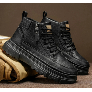 Bottes décontractées montantes pour hommes, style OEM, à semelle épaisse, en similicuir avec fermeture éclair latérale, pour la mode quotidienne et la marche en extérieur - Product Image 6