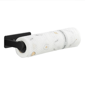 Under Cabinet Wall Mount Adhesive aluminum Matt Black Paper Towel Holder for Kitchen Single Bath Towel Bar for Bathroom