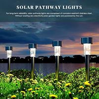 Lot de 10 lampes solaires d'extérieur pour allée, lampes solaires en acier inoxydable étanches pour l'extérieur, éclairage paysager LED pour allée, pelouse/jardin