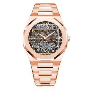 Montre Homme à Quartz en Acier Inoxydable, Conception de Logo Personnalisé, Étanche, Chiffres Arabes, Style Dubai Tendance - Product Image 4