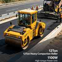 Rouleau compresseur routier renforcé fiable de 12 tonnes, 110 kW, à moteur économe en carburant et groupe motopropulseur stable pour les travaux de compactage routier