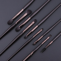 Ensemble de 15 pinceaux de maquillage professionnels de luxe à étiquette privée pour le visage, poils synthétiques, manche en bois, support pour l'application du correcteur