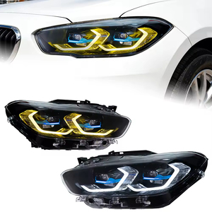 Fari LED per <span class=keywords><strong>BMW</strong></span> Serie <span class=keywords><strong>1</strong></span> <span class=keywords><strong>F20</strong></span> 2015-2018, Gruppo Fari Laser LED Stile M4, DRL Esagonale Bicolore Oro - Product Image 1