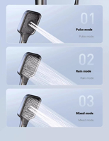 Ensemble de douche à effet pluie moderne noir à affichage numérique Système de douche électrique Finition brossée pour appartement Salle de bain