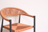Chaise de restaurant en aluminium pour balcon et bistrot de jardin Chaises empilables en osier tissé Chaise de salle à manger en rotin pour patio extérieur