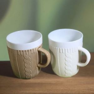 Mug en céramique à motif de fil de laine, 320 ml, résistant aux hautes températures, tasse à café pour les fêtes - Product Image 5