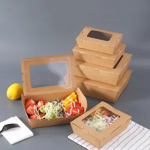 Портативная коробка для обеда Bento, одноразовый пищевой контейнер для салата, экологически чистый, на заказ, 52 унции