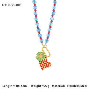 Collier tendance pour femmes, collier en cristal coloré avec strass en forme de cœur et de fleur, bijoux - Product Image 3
