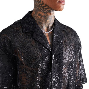 Camicie da <span class=keywords><strong>uomo</strong></span> di alta qualità personalizzate Plus Size produttore Texture Button up puro <span class=keywords><strong>pizzo</strong></span> floreale <span class=keywords><strong>camicia</strong></span> oversize per gli uomini - Product Image 3