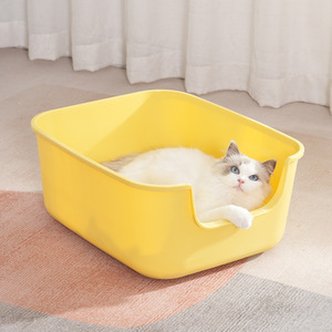 Yellow Large Open <b>Cat</b> <b>Litter</b> <b>Box</b> 50x40x22cm Square Splash Proof For Indoor <b>Outdoor</b> Use - Product Image 1