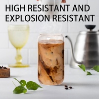 Ensemble de 6 verres classiques en forme de canette de bière ou de soda de 16 oz, avec couvercles en bambou et pailles, pour café glacé et jus
