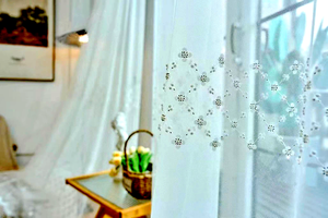 Estilo bordado cortina transparente tela ventana cortinas sala de estar - Product Image 3