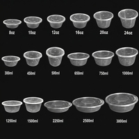 Bol à soupe cylindrique rond en plastique avec couvercle transparent parfaitement ajusté, récipient jetable pour l'emballage de nouilles, de congee et de sauces