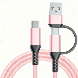 สายดาต้าไนลอน 2-in-1 USB เป็น Type-C สำหรับ Huawei สำหรับ Android สายชาร์จเร็ว 1ม. 2ม. 3ม. 3ฟุต 6ฟุต 10ฟุต - Product Image 2