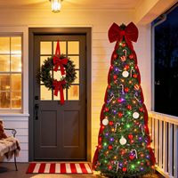 Sapin de Noël artificiel pré-éclairé de 2,10 m avec 240 lumières LED blanc chaud/multicolores, installation facile, support pliable et repliable