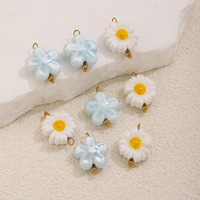 Colgantes de Cerámica DIY con Forma de Flor Margarita, Mini Abalorios de Flores Coloridas DIY, Accesorios para Colgantes y Adornos