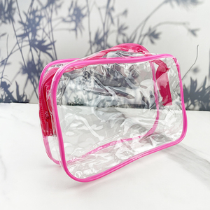 Sac de voyage cosmétique étanche en PVC transparent grande capacité avec fermeture éclair, personnalisable avec logo, pour femmes - Product Image 3