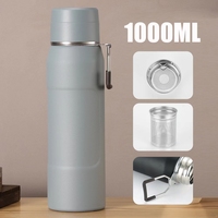 Bouteilles d'eau portables personnalisées Emerit 2026 de 1000 ml pour l'extérieur, en acier inoxydable 304 à double paroi, avec couvercle et poignée