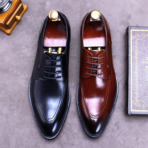 Chaussures habillées en cuir à lacets pour hommes, version coréenne, chaussures de ville pour hommes, chaussures en cuir, durables - Product Image 3