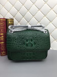 Sac à rabat en cuir de crocodile violet avec chaîne, élégant sac à main pour femme, style usage quotidien - Product Image 5