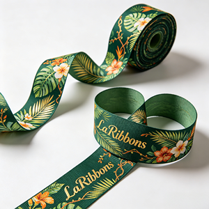 Cinta de Grosgrain con Estampado Personalizado de Plantas Tropicales, Aves y Jirafas, Rollo de Poliéster para Envolver Regalos de Verano, Venta al Por Mayor - Product Image 4