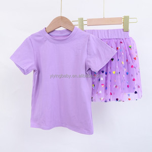 Completo Due Pezzi per Bambine: T-Shirt a Maniche Corte e Gonna <span class=keywords><strong>in</strong></span> <span class=keywords><strong>Tulle</strong></span> Stampata, Abbigliamento Casual da Principessa di Alta Qualità Personalizzabile - Product Image 4