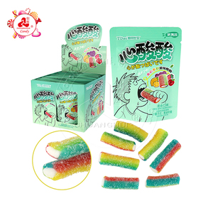 Bâtonnets de bonbons gommeux à mâcher en forme de <span class=keywords><strong>paille</strong></span> de réglisse courte avec <span class=keywords><strong>poudre</strong></span> aigre remplie dans un sac - Product Image 1