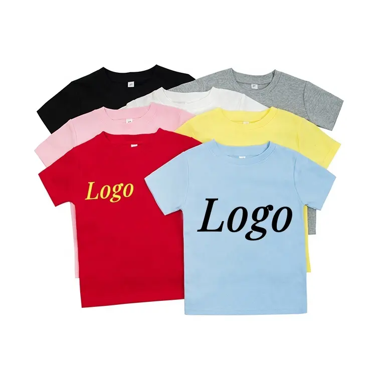 T-shirts manches courtes 100% coton couleur unie pour enfants T-shirt vierge logo personnalisé pour bébés enfants garçons T-shirts