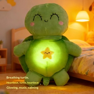 Peluche <span class=keywords><strong>Tortue</strong></span> Respirante : Sons Apaisants et Musique <span class=keywords><strong>Lumineuse</strong></span> pour un Sommeil Réparateur – Compagnon de Sommeil Respirant - Product Image 1