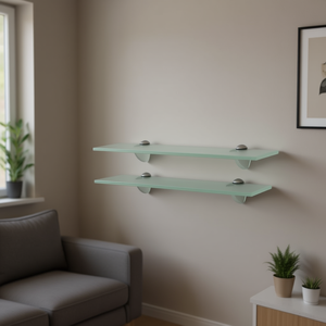 Étagères murales flottantes en verre modernes 15,7x3,9 pouces, lot de 2, design minimaliste pour l'organisation et le rangement de la salle de bain - Product Image 2