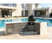 Cuisine extérieure modulaire élégante et durable avec barbecue, évier et four à pizza pour villa de style campagnard