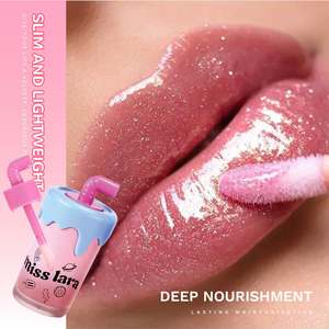 Brillo Labial Transparente Efecto Agua con Aplicador Tipo Pajita de Té con Leche, Hidratante, Voluminizador, Larga Duración y Brillo para Maquillaje de Labios - Product Image 3