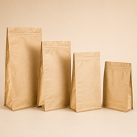 Sac d'emballage personnalisé en papier kraft doublé de feuille d'aluminium à fond plat pour les grains de café