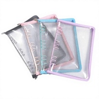 Clips Metálicos de Colores, Carpeta de 6 Anillos A6 A5, Funda Transparente de PVC con Cierre, Organizador de Documentos Hongyunda
