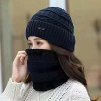 Gorro de Invierno para Hombre y Mujer, Gorro de Lana Tejido con Forro Polar Térmico, Suave y Cálido, Pasamontañas, Bufanda Calentadora de Cuello