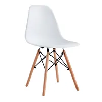 Chaises de salle à manger en plastique PP blanc, pieds en bois, Style nordique, créatif et moderne, vente en gros