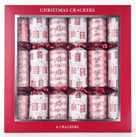 Boîte cadeau de Noël à fenêtre avec crackers de Noël imprimés blancs et rouges, décoration de table de Noël