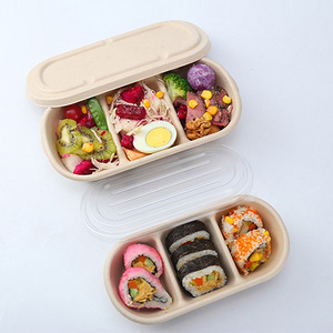 ecofriendly paper fibre products custom color pulp molded sushi tray luxury food box packaging with molded pulp lid