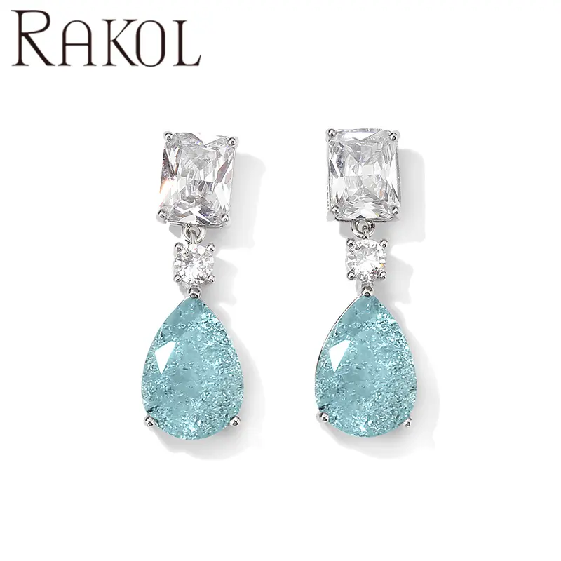 RAKOL EP5353 Ladies' shining big crystal bead dangle earrings super quality handmade fashion jewelry dangle earrings