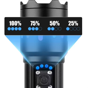 Lampe torche tactique <span class=keywords><strong>LED</strong></span> zoomable, laser blanc 30W, 5 modes, rechargeable USB-C avec indicateur de batterie pour l'extérieur - Product Image 6