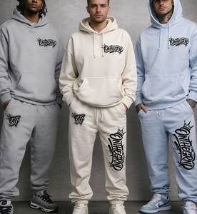 Conjunto Deportivo Personalizado de Felpa Gruesa de 400 g/m², Sudadera con Capucha Holgada de Invierno, Traje Deportivo Unisex Extra Grande, Chándal de Algodón para Hombre - Product Image 1