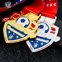 Médaille de sport en métal personnalisée en or, argent, bronze, émail doux, logo en forme 3D, football, soccer