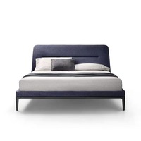 Lit en tissu nordique, design minimaliste moderne, simple et élégant, haut de gamme, en cuir, style italien, rembourré, en bois
