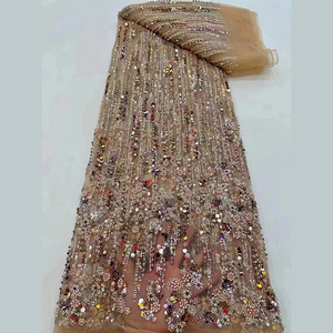 Nhà Máy Giá Blush <span class=keywords><strong>Net</strong></span> thêu phi ren vải Sequins đính cườm buổi tối Ren Vải cho phụ nữ - Product Image 5