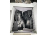 Chaussures habillées Derby pour hommes en cuir de vachette noir à lacets, style à bout large, semelle épaisse, rehaussantes, tendance et à la mode
