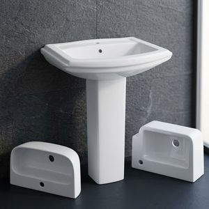 Best Quality Indian Vitreous China Hand Wash Pedestal Basin - Lavabo Sink From Vistaar Brand, Smiley Morning Sanitaire Product - Product Image 4
