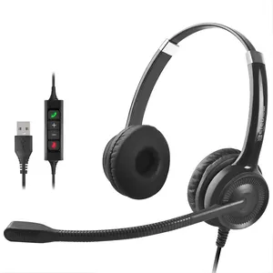 2024 Top Quality Wired ENC Conference Helmet Call Center Headset USB Headphones With Microphone Noise Reduction For Business