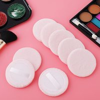 Houppettes de maquillage roses en coton, houppettes rondes pour poudre, houppettes en velours pour poudre libre, lavables